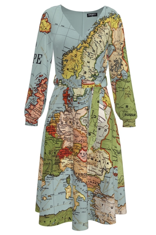 Rochie eleganta multicolora imprimata Harta CMD2253 - Img 2
