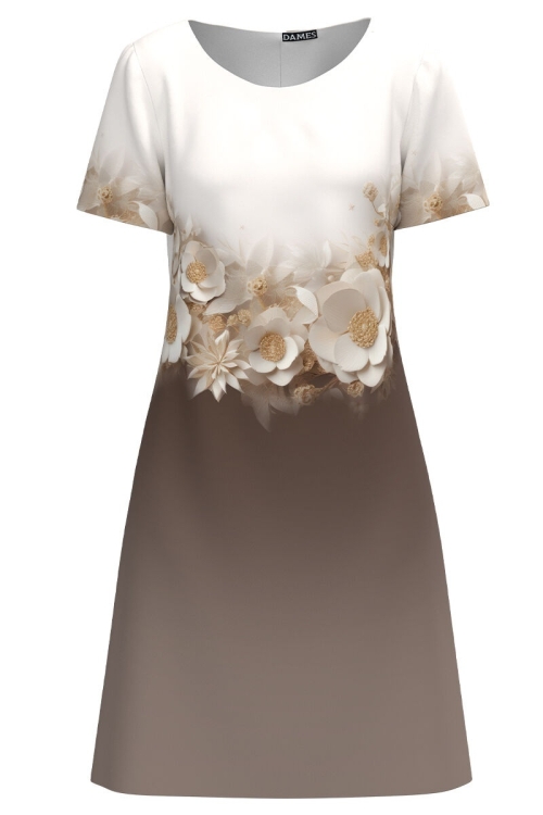 Rochie evazata in doua culori imprimata cu model floral CMD4406 - Img 2