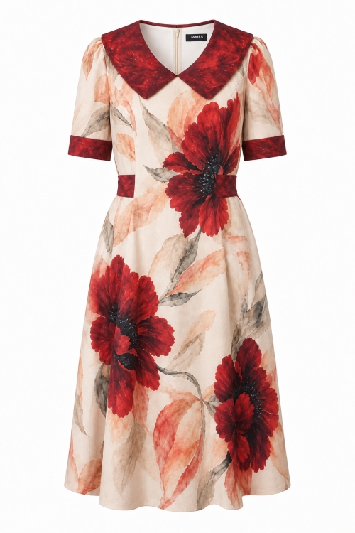 Rochie in clini cu guler amplu si cordon reglabil Mac de Rubin