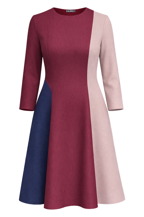 Rochie in clini din stofa fina in trei culori