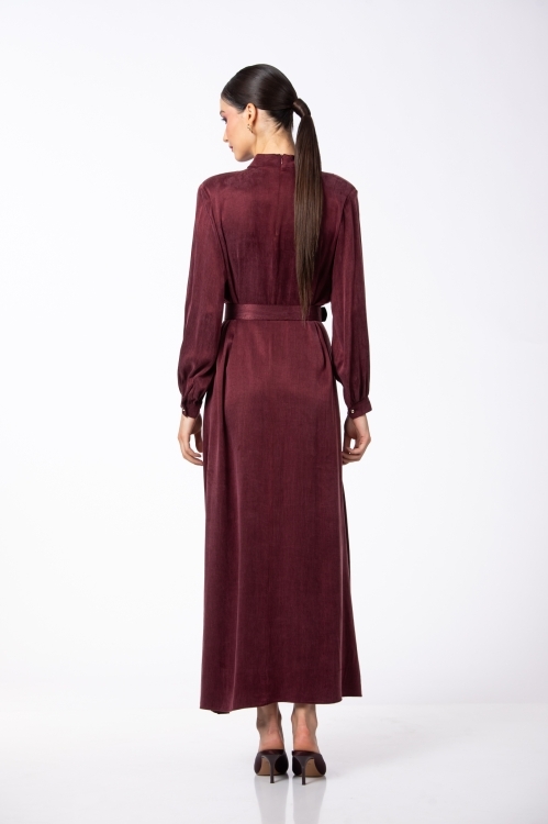 Rochie lunga burgundy din vascoza si lyocell - Img 5