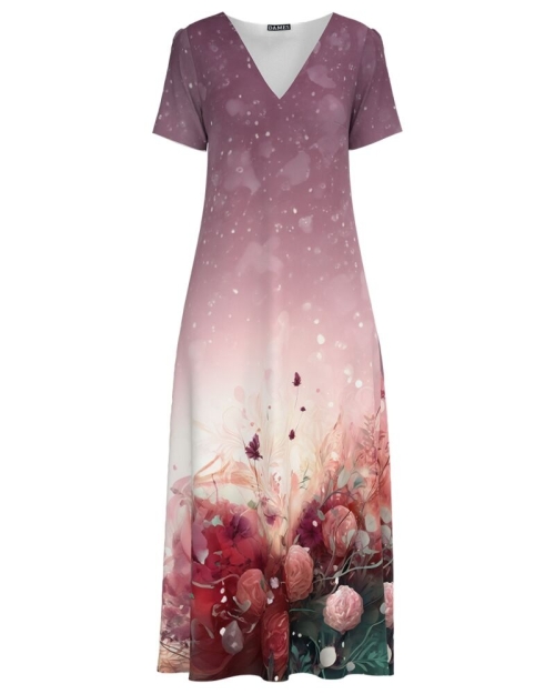 Rochie lunga de vara cu buzunare imprimata cu model floral
