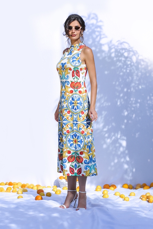 Rochie lunga eleganta multicolora Velisse - Img 4