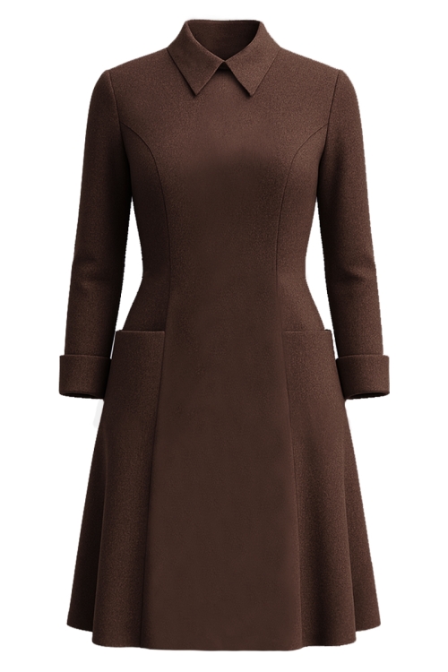 Rochie maro in clini cu guler tip camasa