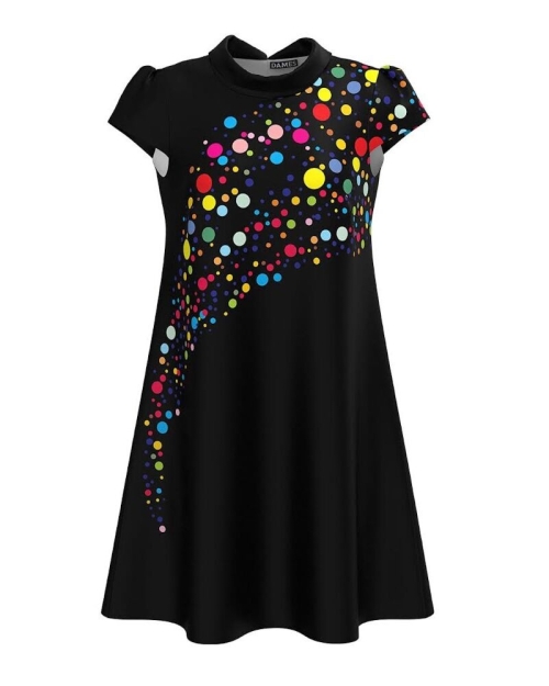 Rochie neagra casual imprimata cu model buline - Img 1