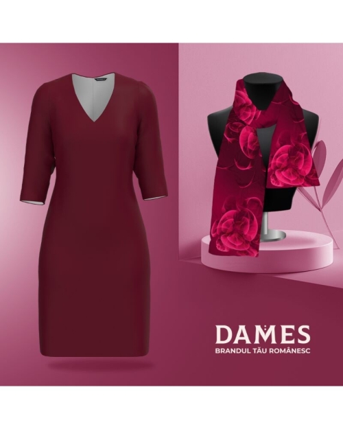 Rochie office bordo cu decolteu in V CMD4850 - Img 2