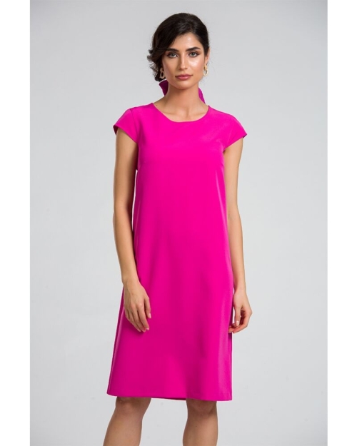 Rochie office cu maneca scurta fucsia M1089F - Img 3