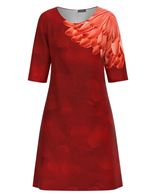 Rochie rosie casual cu imprimeu Floral CMD2088 - Img 1