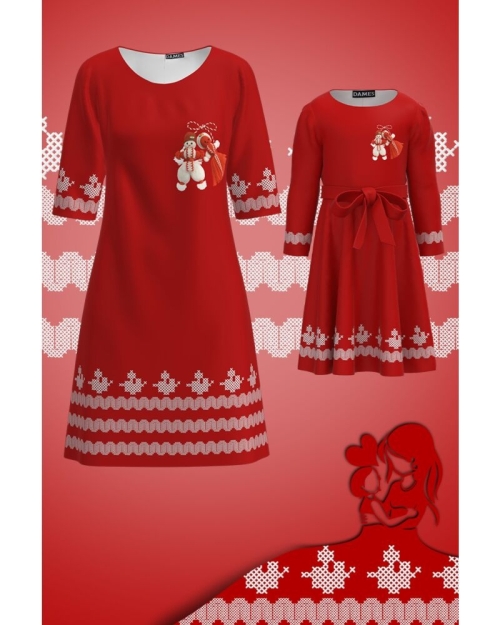 Rochie rosie imprimata digital Dragobete CMD552 - Img 2