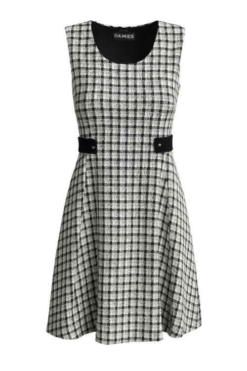 Rochie sarafan din stofa boucle cu talie reglabila