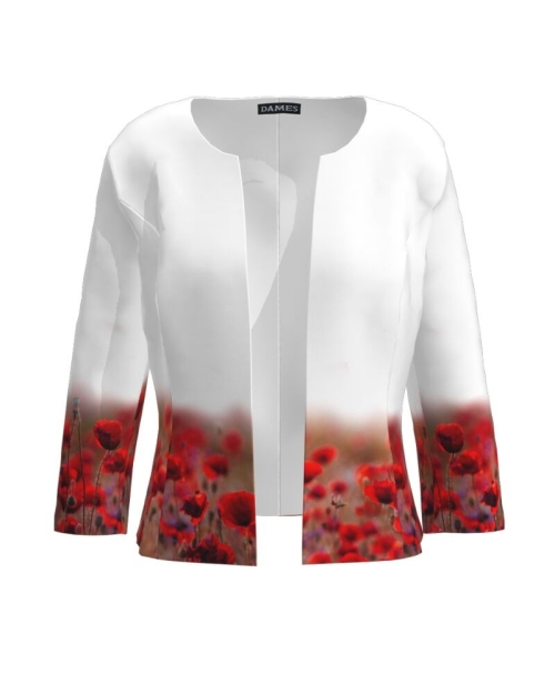Sacou alb cambrat imprimat cu model Maci CMD1012 - Img 1