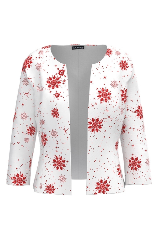 Sacou alb cambrat imprimat Stelute rosii CMD4932 - Img 2