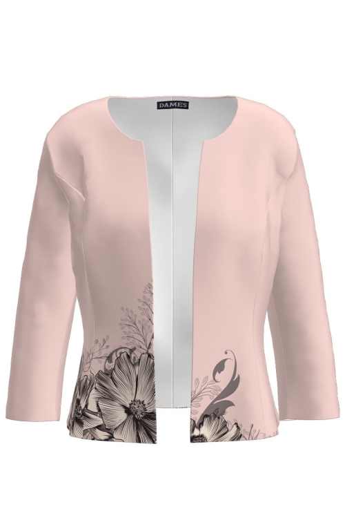 Sacou bej cambrat imprimat cu model floral CMD3220 - Img 2