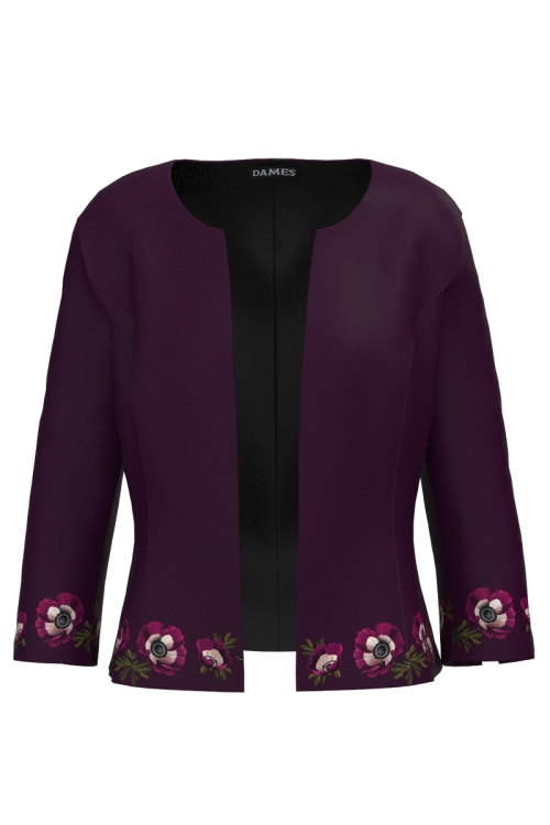 Sacou bordo cambrat imprimat Anemone