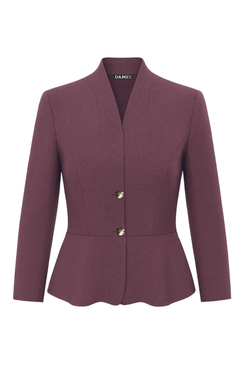 Sacou bordo elegant cu peplum din stofa fina