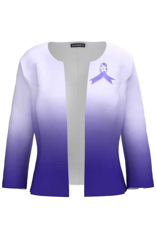 Sacou cambrat imprimat albastru violet CMD3967 - Img 2