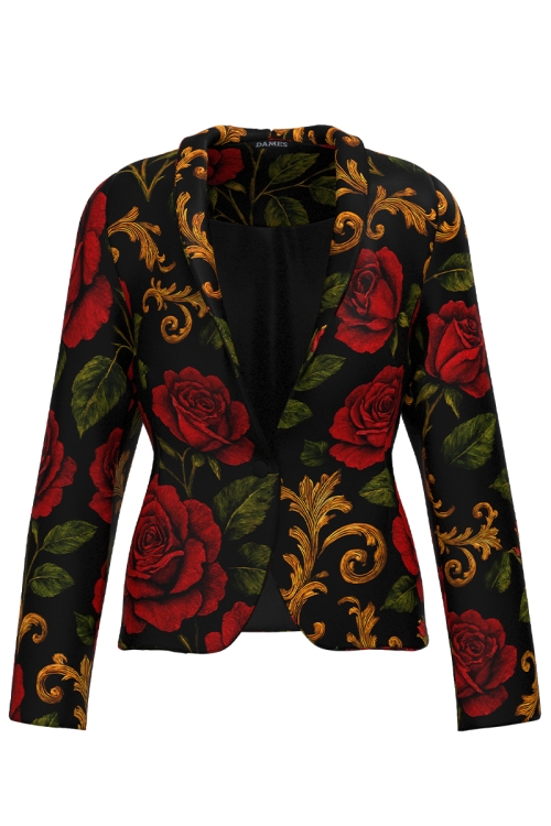 Sacou cambrat imprimat Noir Rose