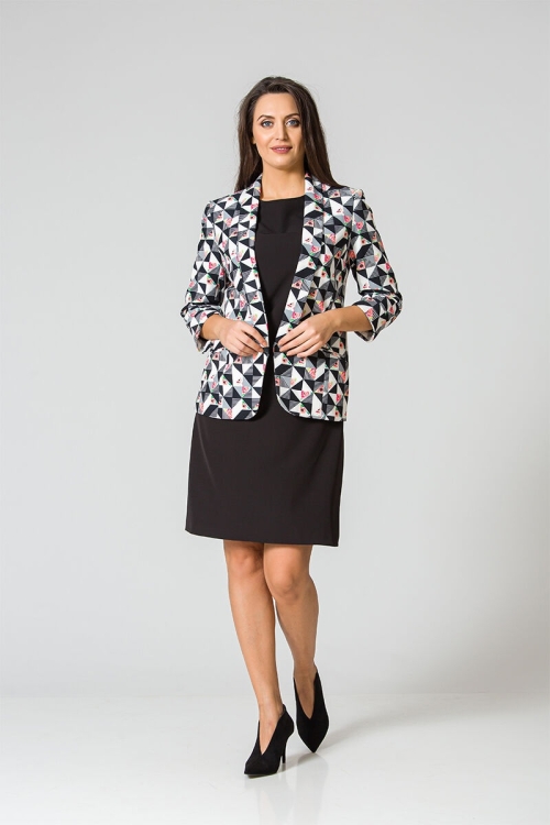 Sacou casual cu imprimeu geometric DP156 - Img 5