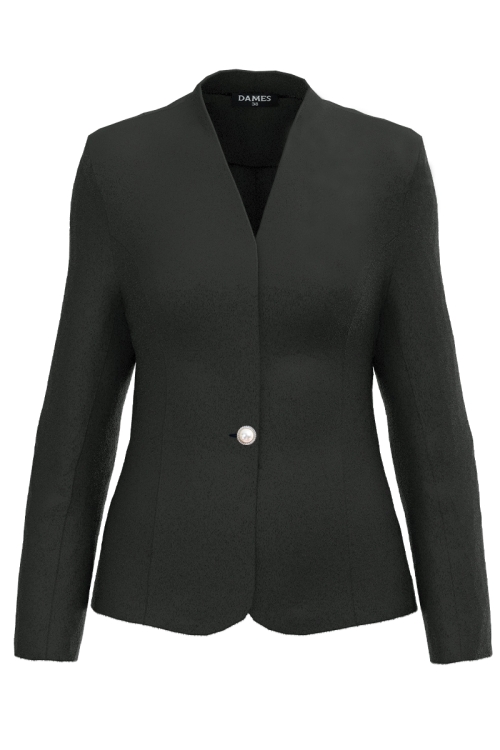 Sacou elegant cambrat negru prafuit din stofa