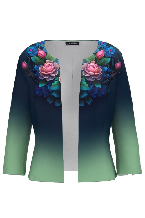 Sacou in degrade cambrat imprimat cu model floral CMD4154