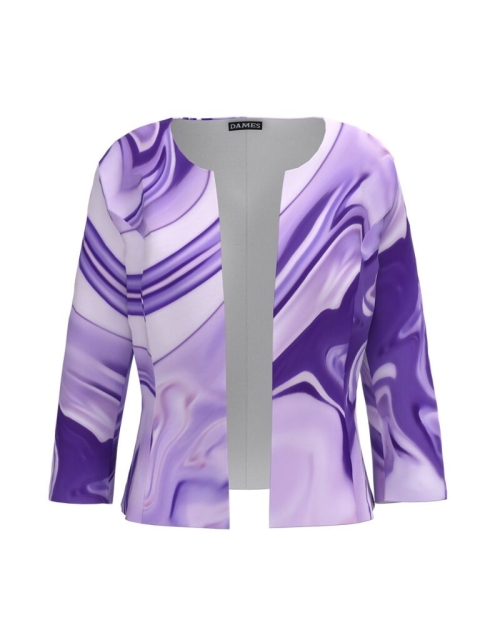 Sacou in nuante de mov cambrat imprimat cu model abstract CMD1764