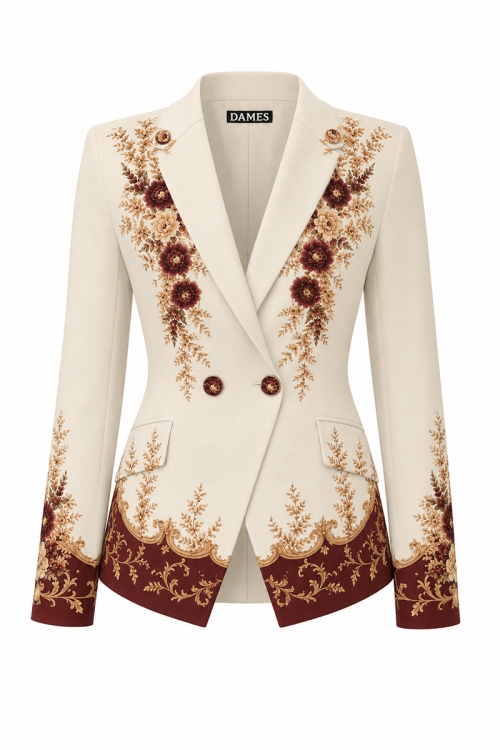 Sacou ivory cambrat imprimat Royal Garden