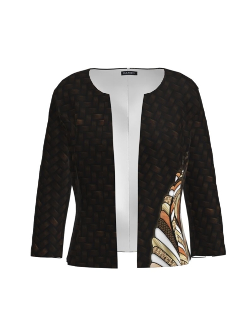 Sacou maro cambrat imprimat cu model floral CMD1134