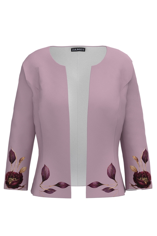 Sacou mov pudrat cambrat imprimat floral