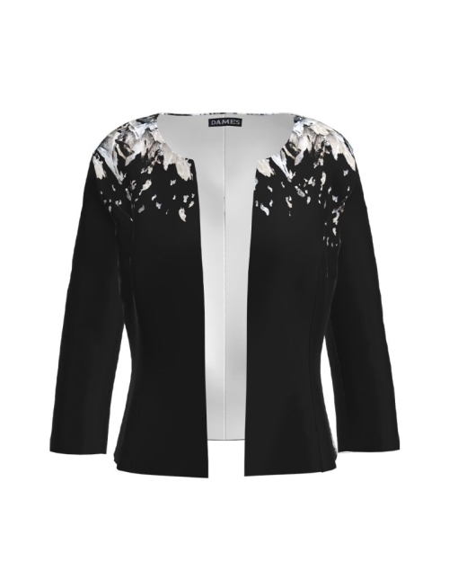 Sacou negru cambrat imprimat Abstract CMD1356