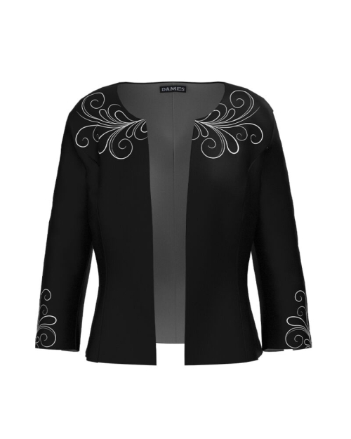Sacou negru cambrat imprimat cu model floral CMD3765