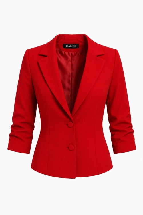 Sacou rosu elegant cu maneca incretita