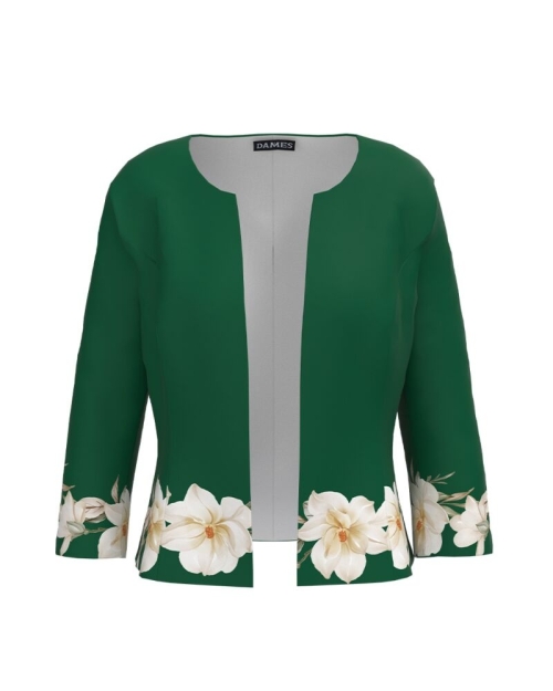 Sacou verde cambrat imprimat cu model floral CMD3293