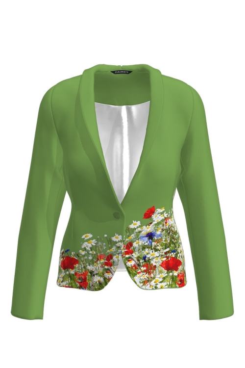 Sacou verde cambrat imprimat Flori de camp CMD2659 - Img 2