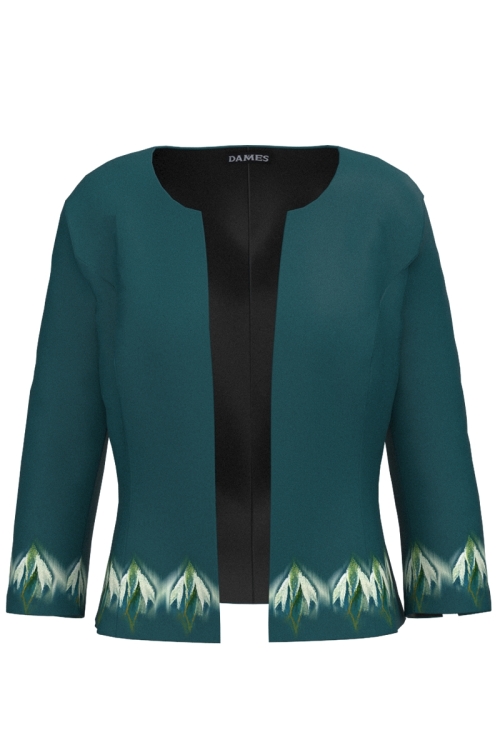 Sacou verde cambrat imprimat ghiocei stilizati SS25 Stoc