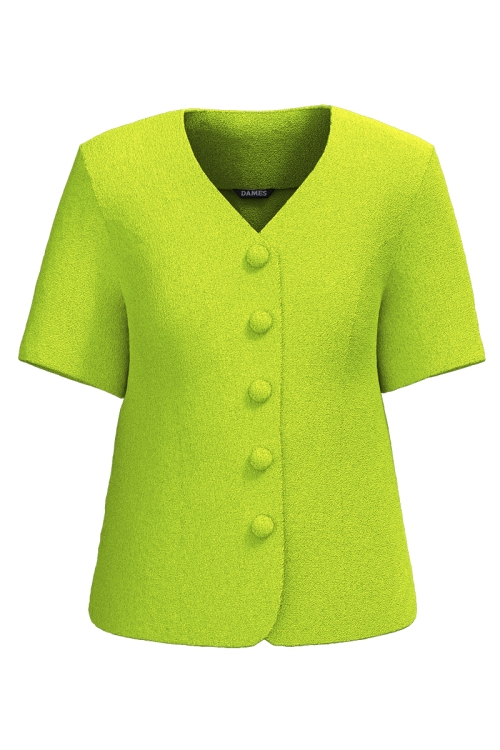 Sacou verde neon cambrat cu maneca scurta