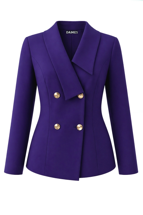 Sacou violet cambrat cu rever asimetric