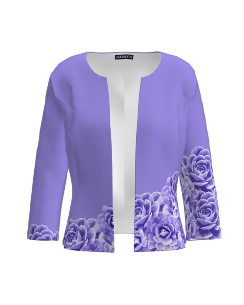 Sacou violet cambrat imprimat cu model floral CMD1979