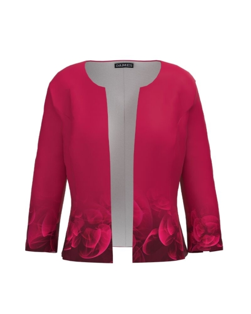 Sacou Viva Magenta cambrat imprimat cu model floral abstract CMD3670 - Img 1