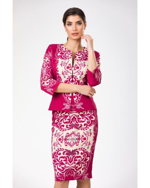 Sacou Viva Magenta cambrat imprimat cu model floral - Img 3