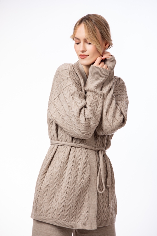 Set dama pantalon drept si cardigan cu maneca lunga - Img 3