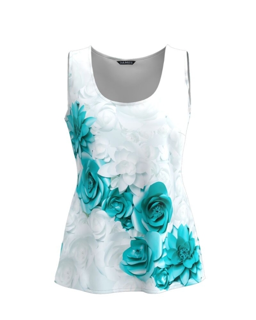 Top casual alb imprimat cu model floral CMD3214