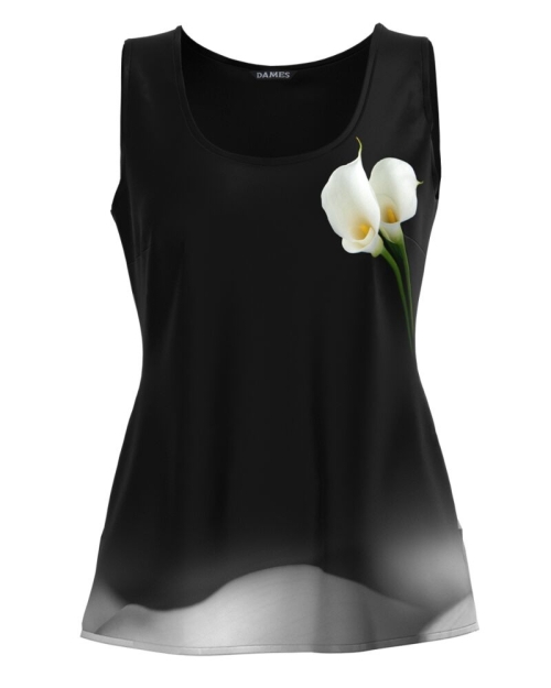 Top casual negru imprimat cu model Cale CMD1022
