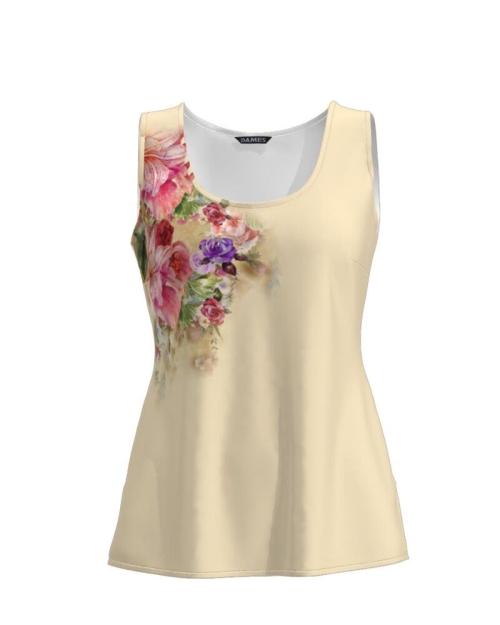 Top casual nude imprimat cu model Floral CMD787