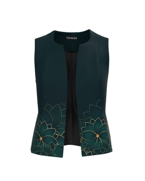 Vesta verde imprimata cu model floral CMD3692