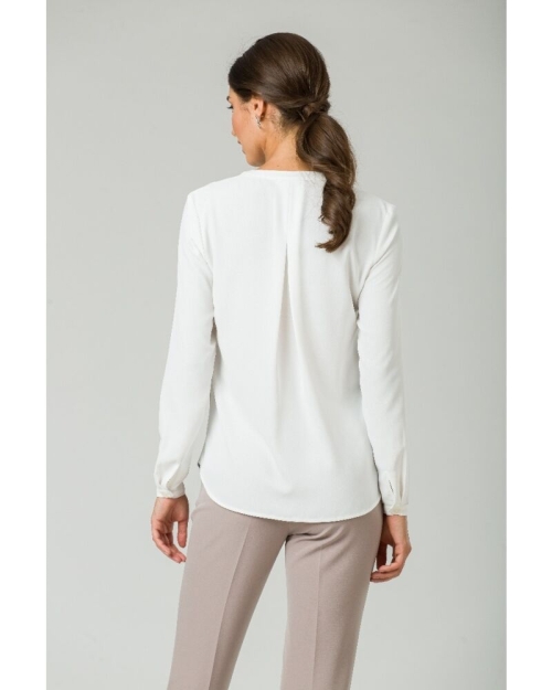 Bluza albă cu guler tunică CMD249 - Img 5
