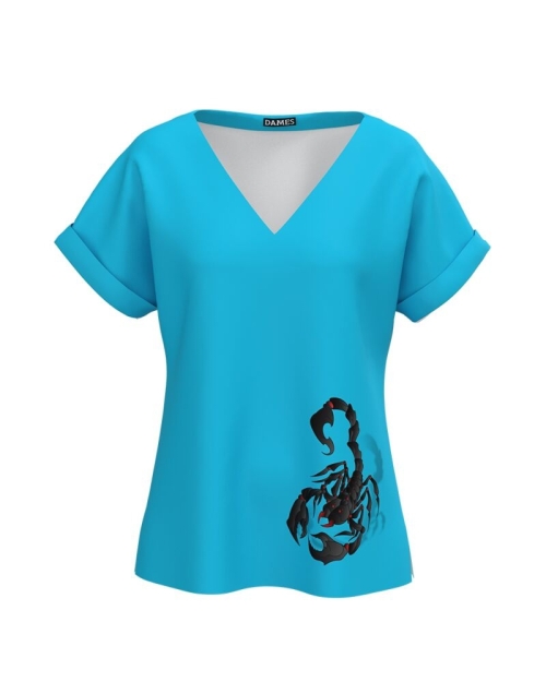 Bluza bleu de vara cu maneca raglan imprimata Scorpion CMD4300 - Img 1