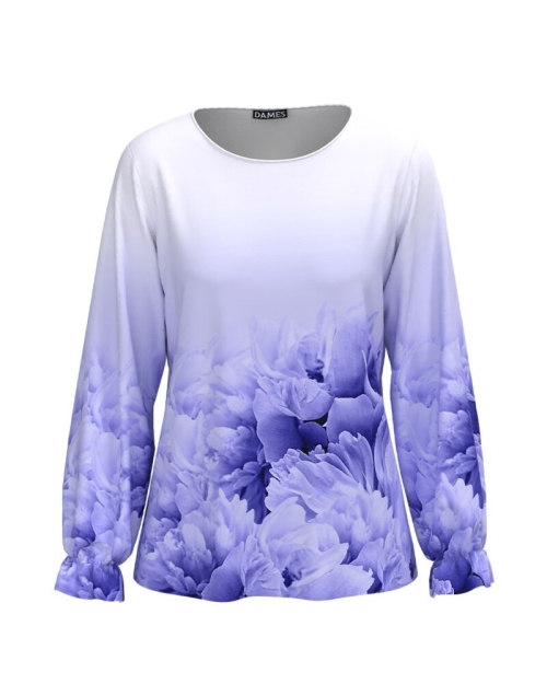 Bluza lila imprimata cu model floral CMD1735