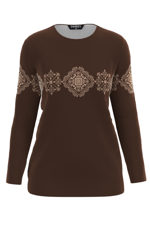 Bluza maro din catifea imprimata in contrast SS25