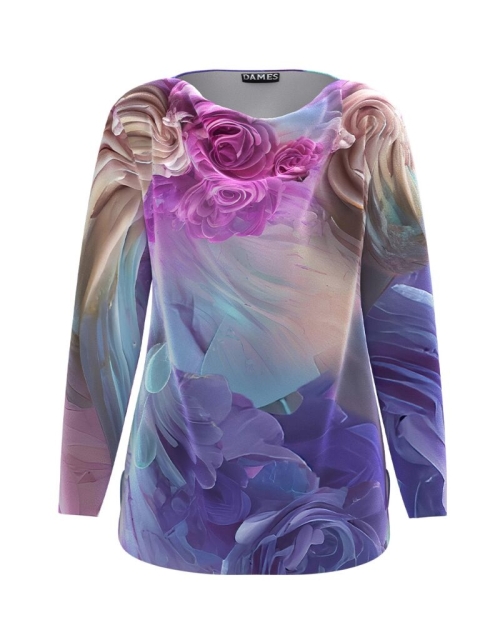 Bluza multicolora din catifea cu imprimeu floral CMD4196
