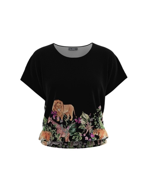 Bluza neagra din catifea cu maneca scurta CMD651 - Img 1
